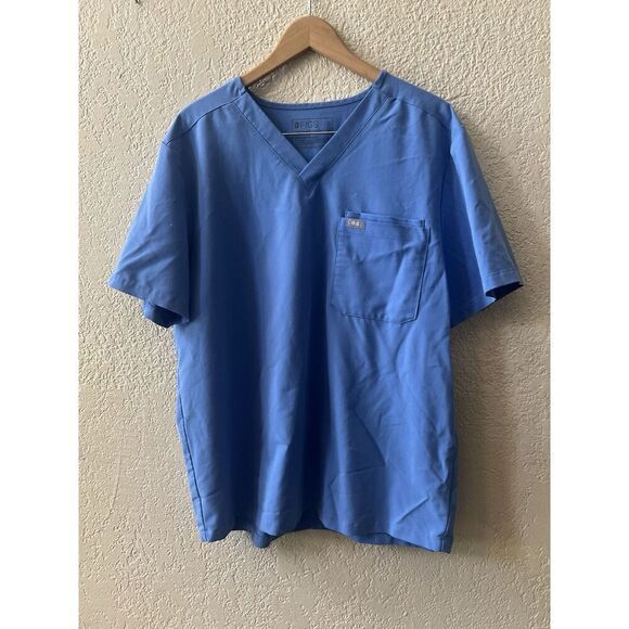 Figs Scrub Technical Collection Top Men’s X-Large Short Sleeve Blue w Pocket - Picture 2 of 7